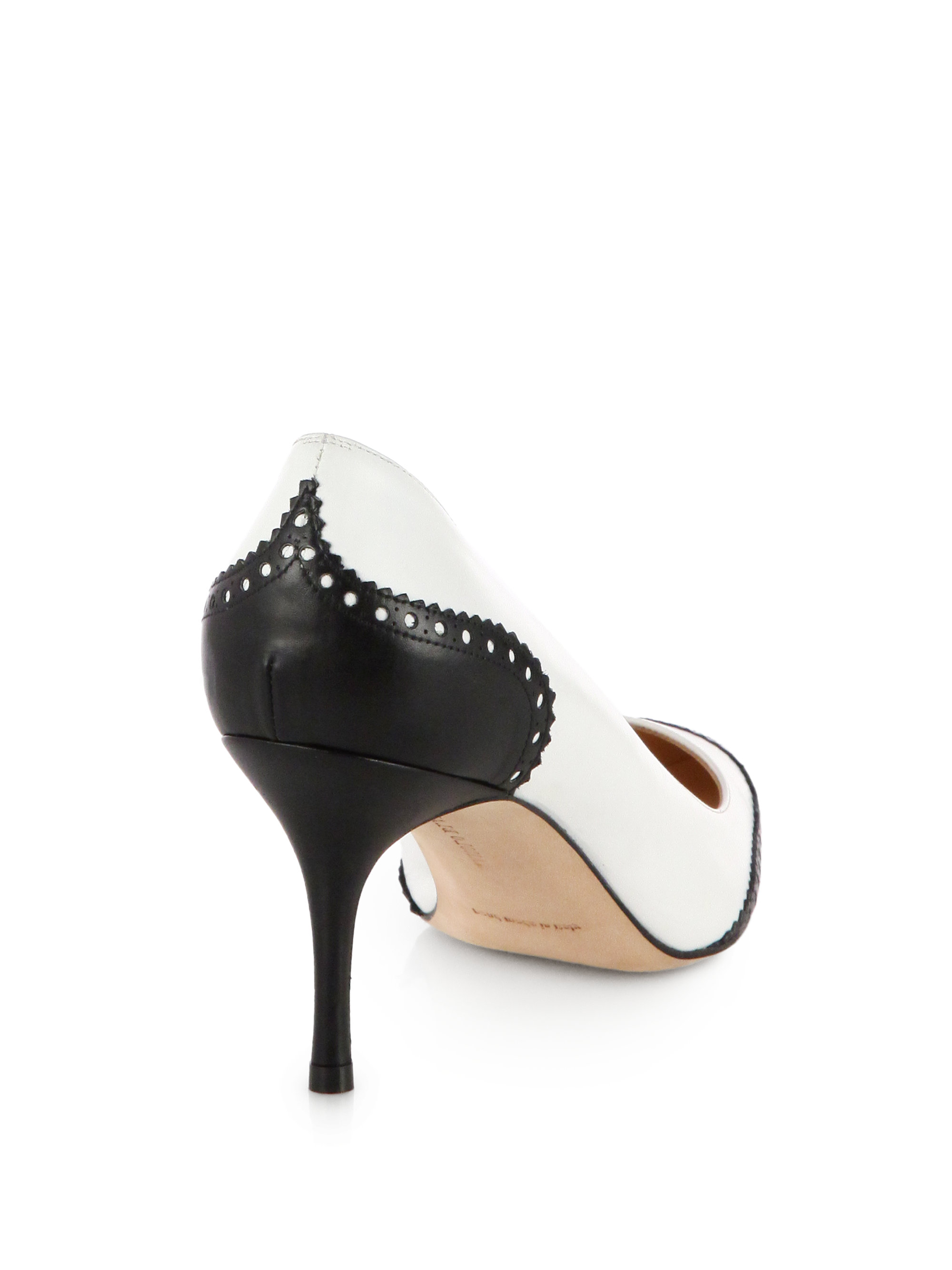 Manolo Blahnik Ancor Spectator Leather Pumps in White Lyst