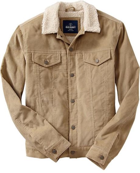 Old Navy Sherpalined Corduroy Trucker Jackets in Beige for Men (Winter ...