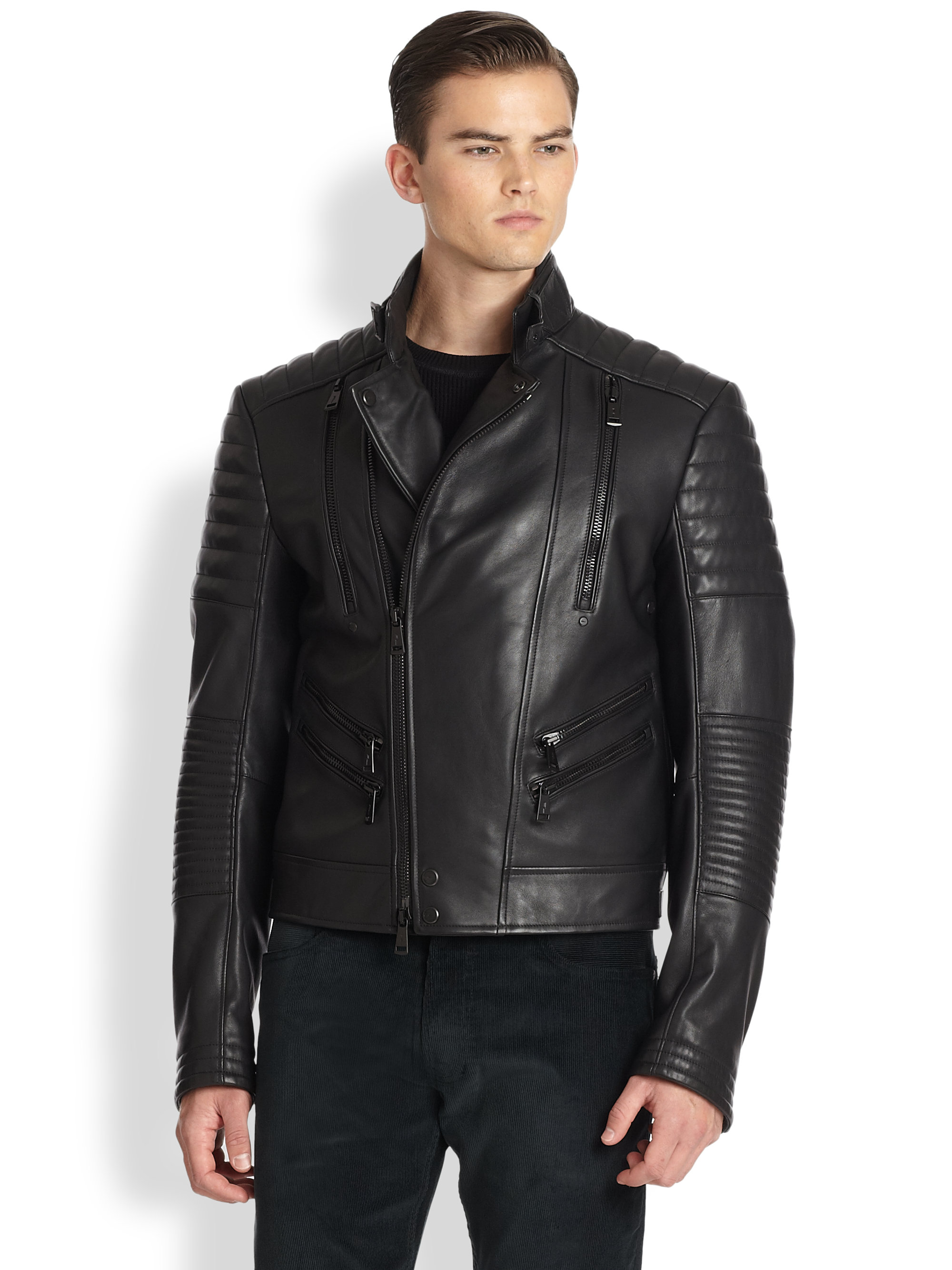Lyst Ralph Lauren Black Label Quilted Zip Motorcycle Jacket In Gallery