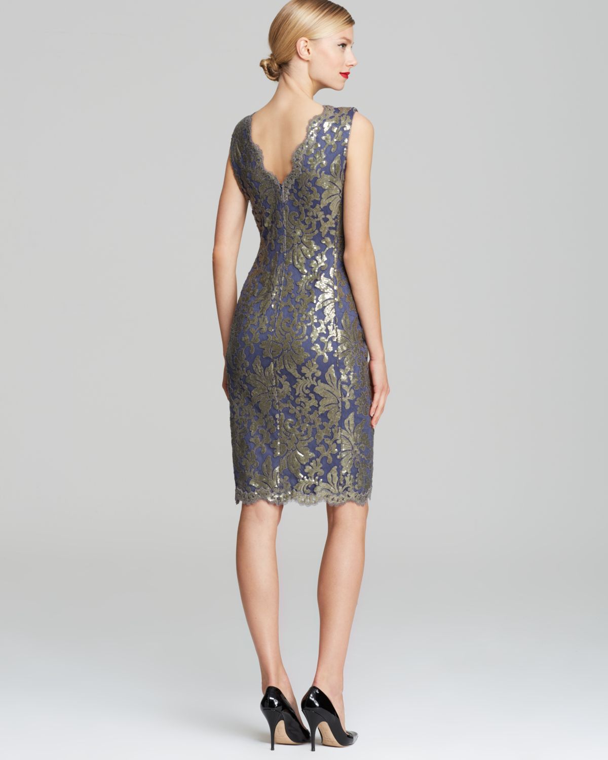 Lyst Tadashi Shoji V Neck Sequin Embroidered Shift Dress Gallery