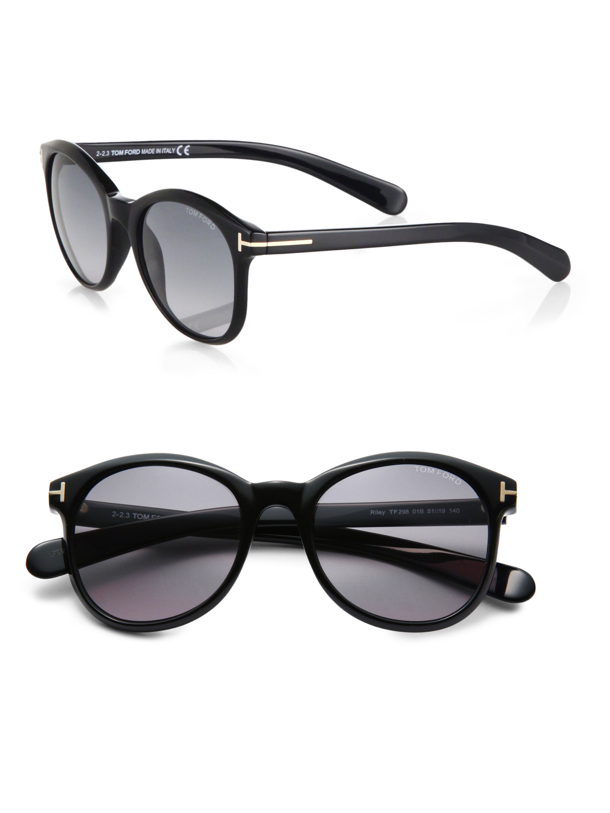 Tom Ford Round Plastic Sunglasses in Black (BLACK-GREY) | Lyst