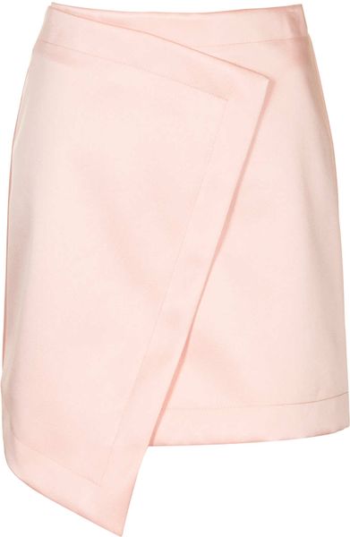 Topshop Wrap Lux Skirt in Pink (PALE PINK) | Lyst