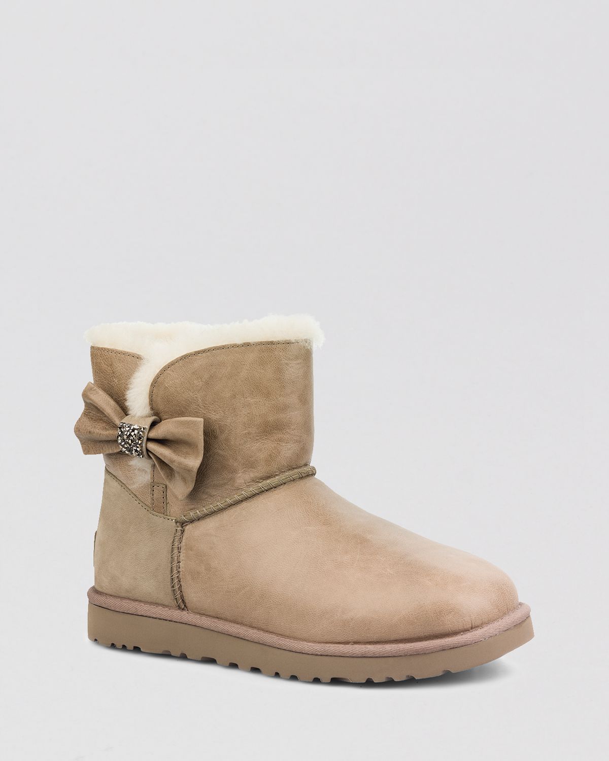 Ugg Booties Mini Bailey Bow Crystal in Beige (Taupe) | Lyst