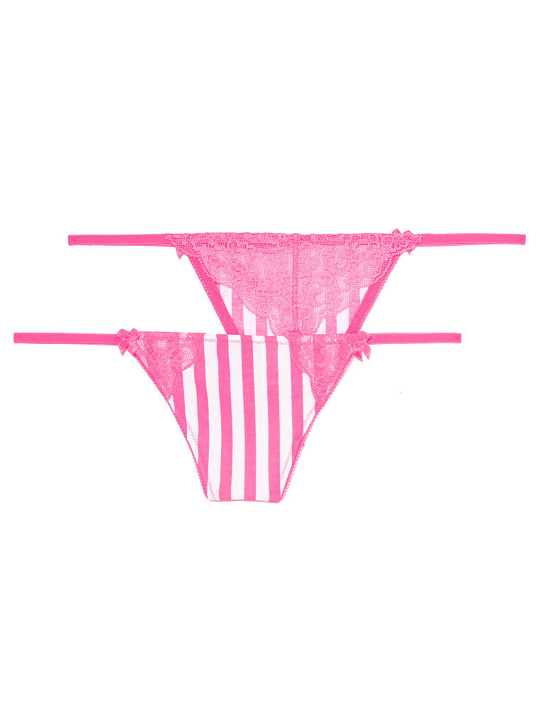 Victoria's Secret Lace Back Vstring Panty in Pink (pink stripe) | Lyst