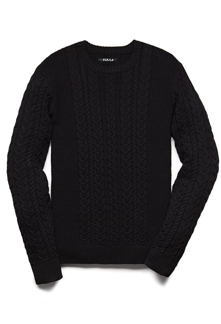 Lyst - Forever 21 Chunky Cable Knit Sweater in Black for Men