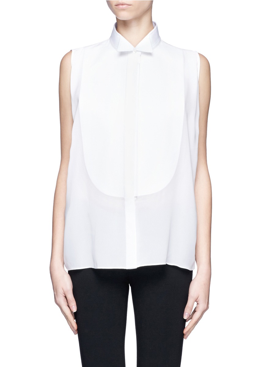 Lyst - Acne Studios Sleeveless Tuxedo Blouse in White