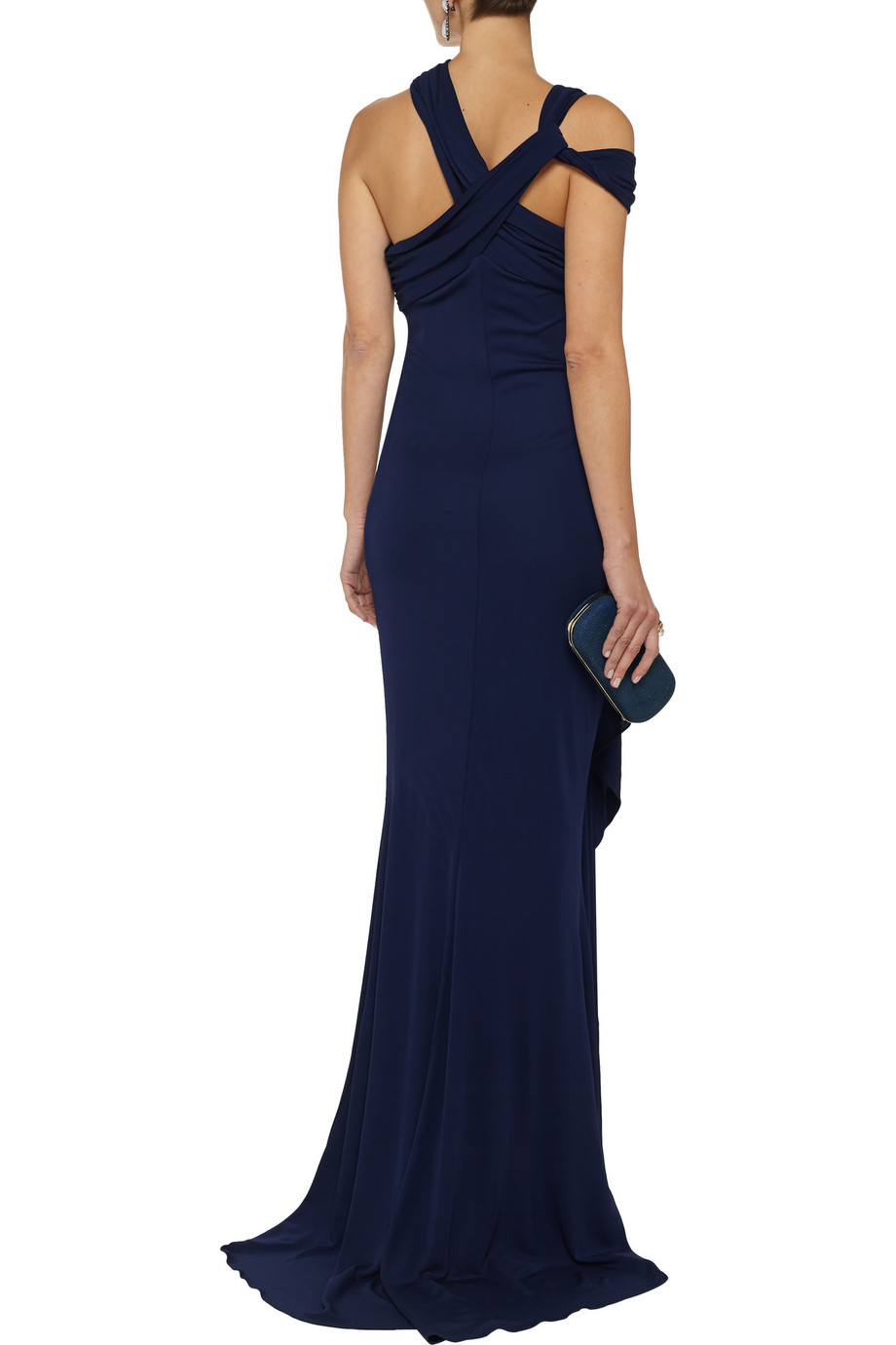 badgley mischka asymmetrical wrap gown