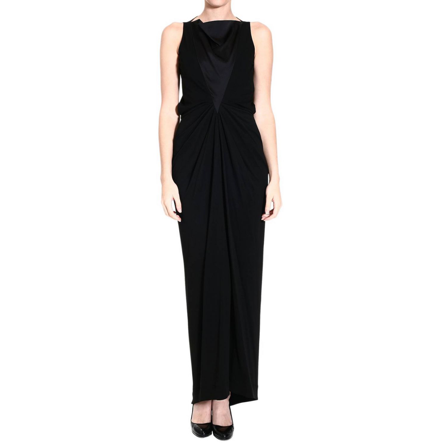 Balenciaga Dresses Sleeveless Long Jersey Satin Insert in Black | Lyst