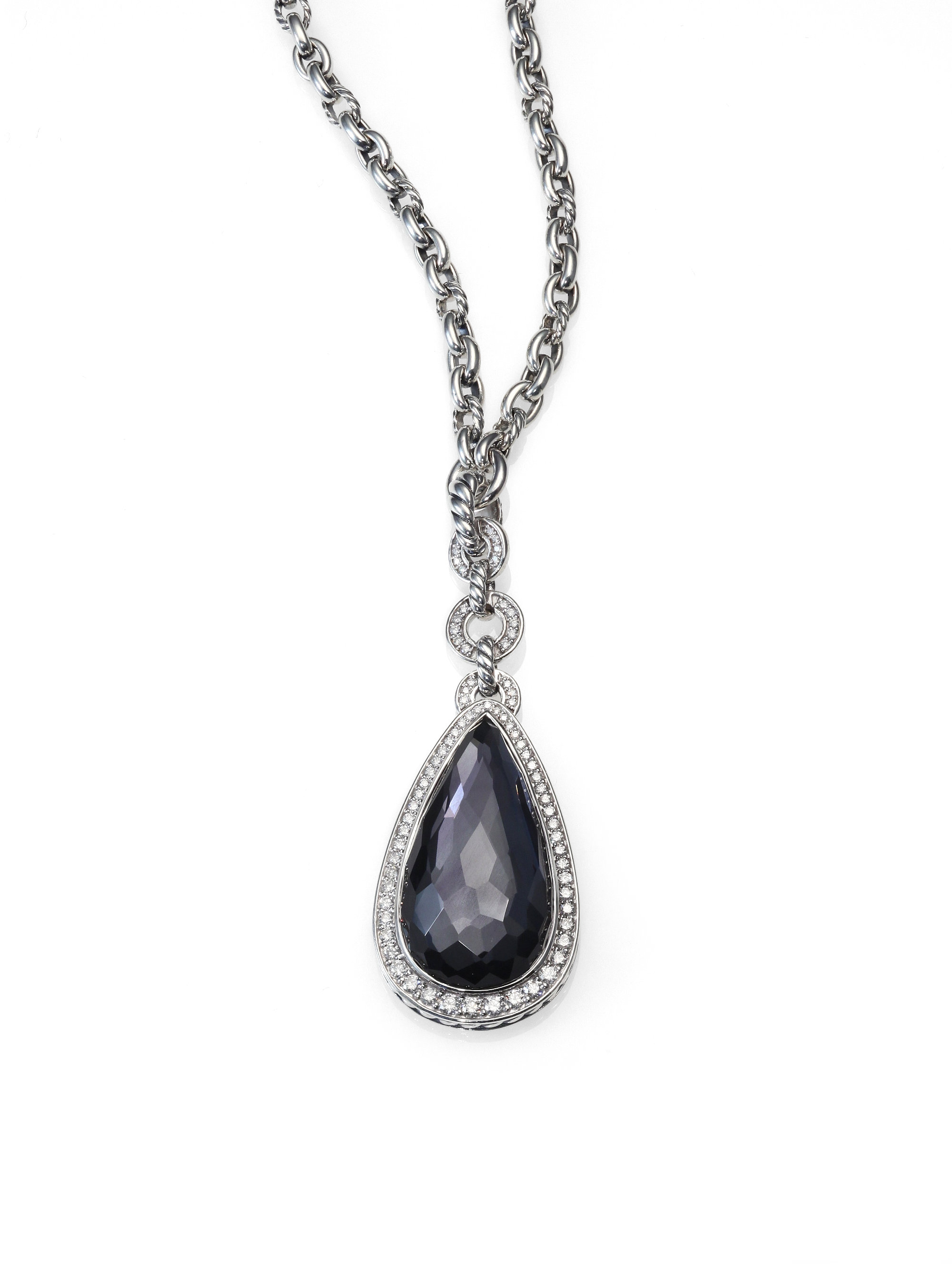 David Yurman Black Orchid Diamonds Sterling Silver Anjou Necklace in Silver (STERLING SILVER ...