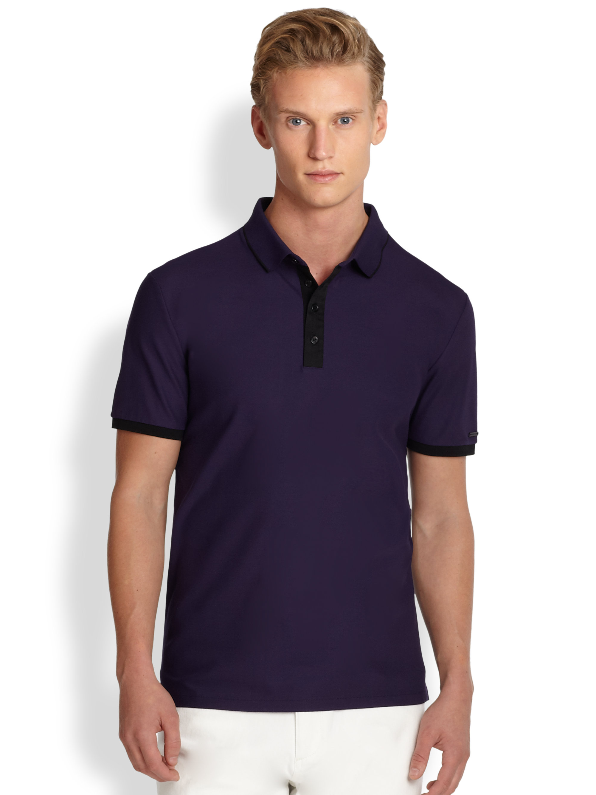 Elie Tahari Fraser Knit Polo Shirt in Purple for Men (ORION) | Lyst