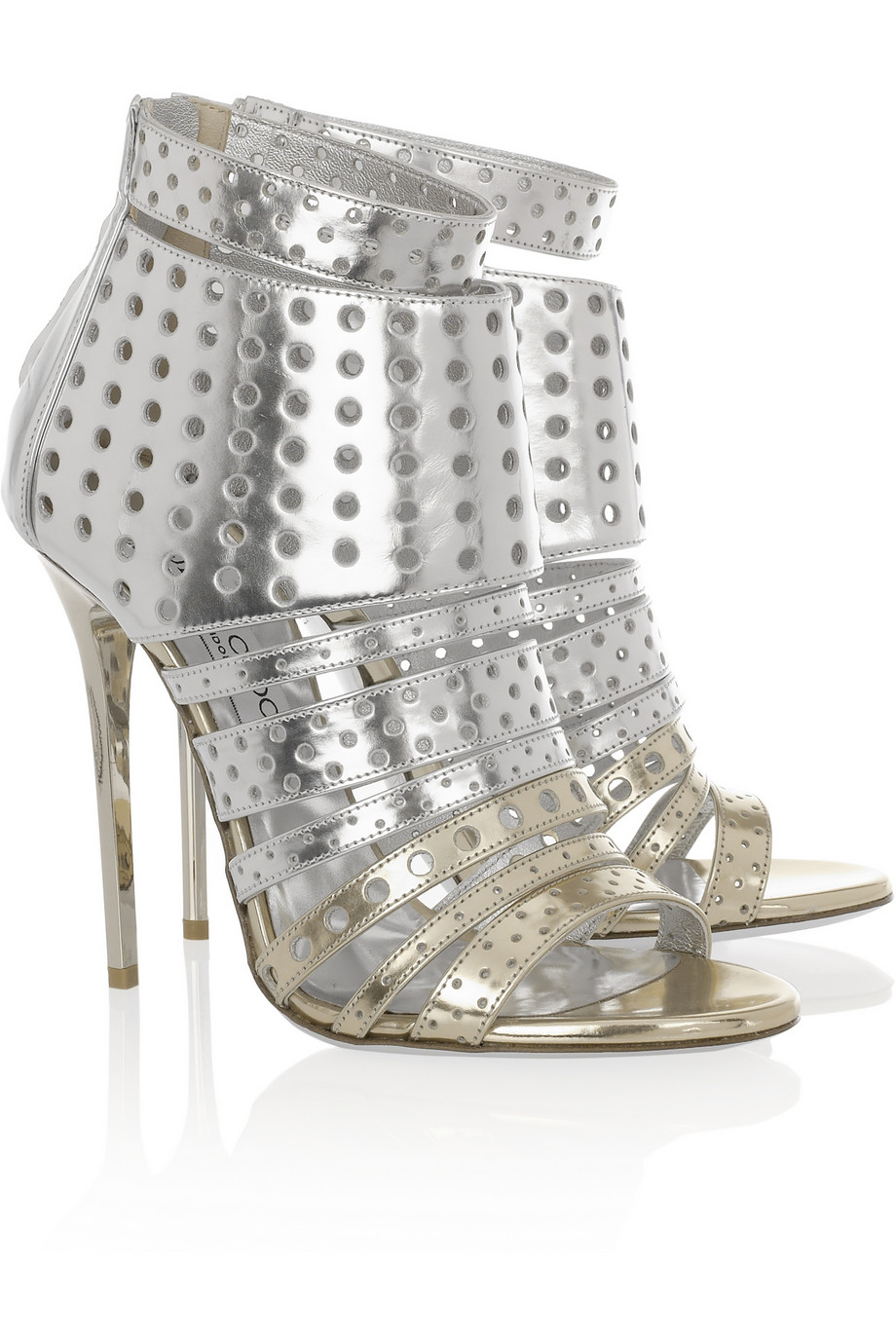 Lyst - Jimmy Choo Malika Perforated Leather Sandals in Metallic