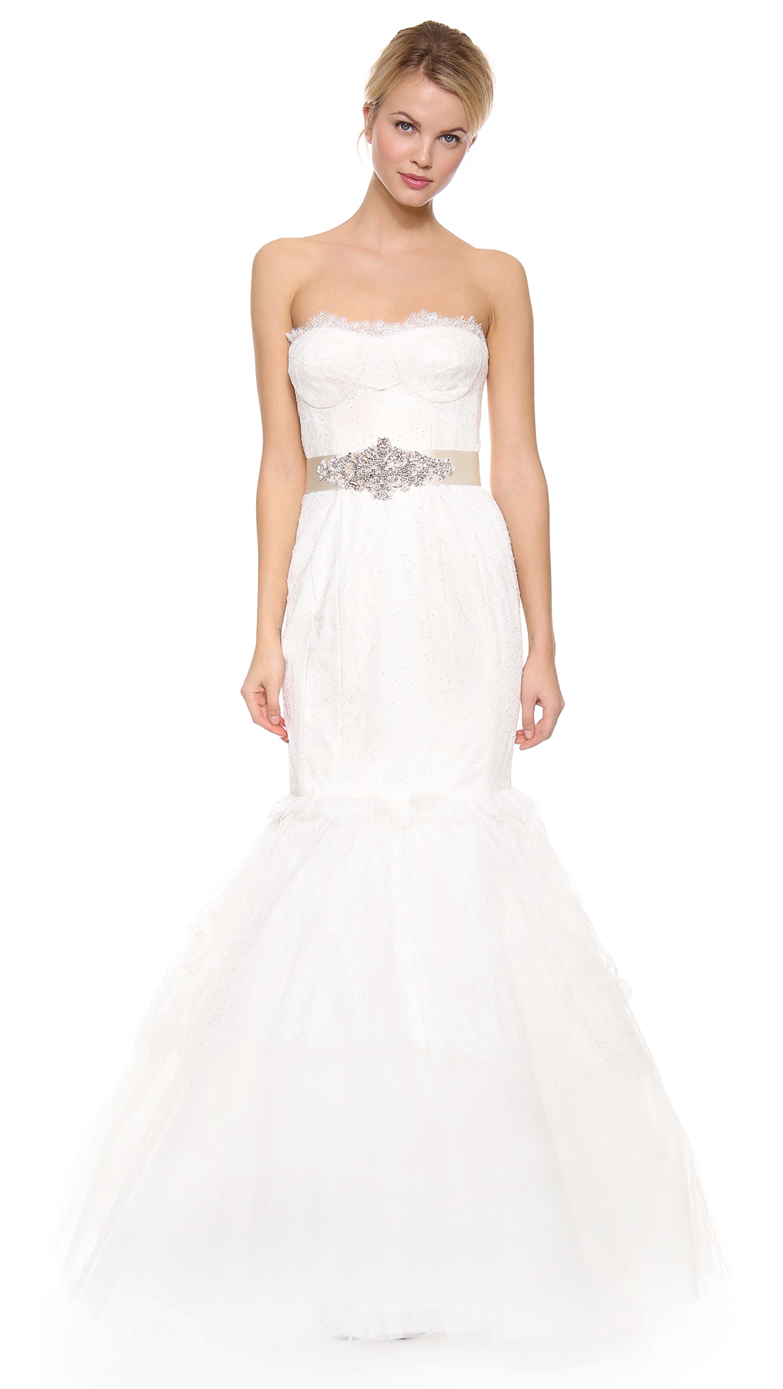 Marchesa Crystal Ribbon Belt in White Lyst