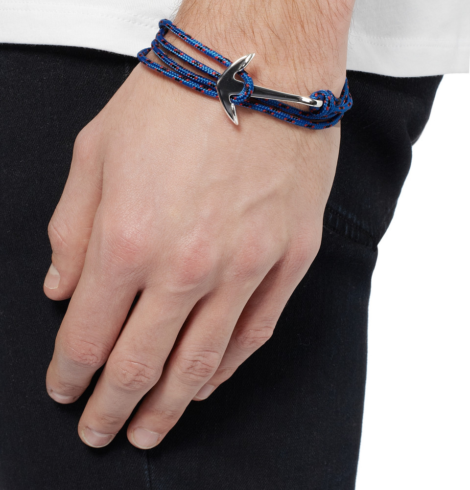 Lyst Miansai Rope And SilverPlated Anchor Bracelet in Blue for Men