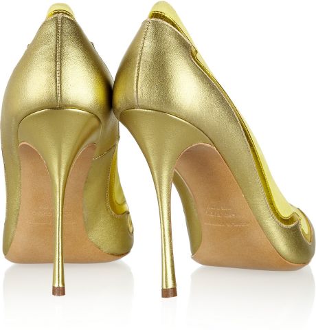 Nicholas Kirkwood Metallic Leather and Suede Pumps in Yellow ...