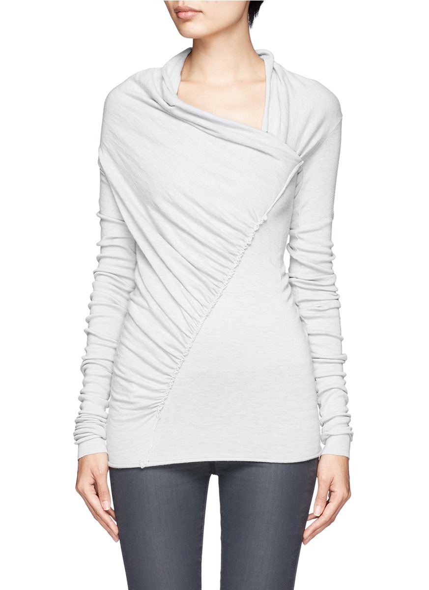 Lyst - Rick Owens Lilies Draped Neck Twisted Front Knit Top in White