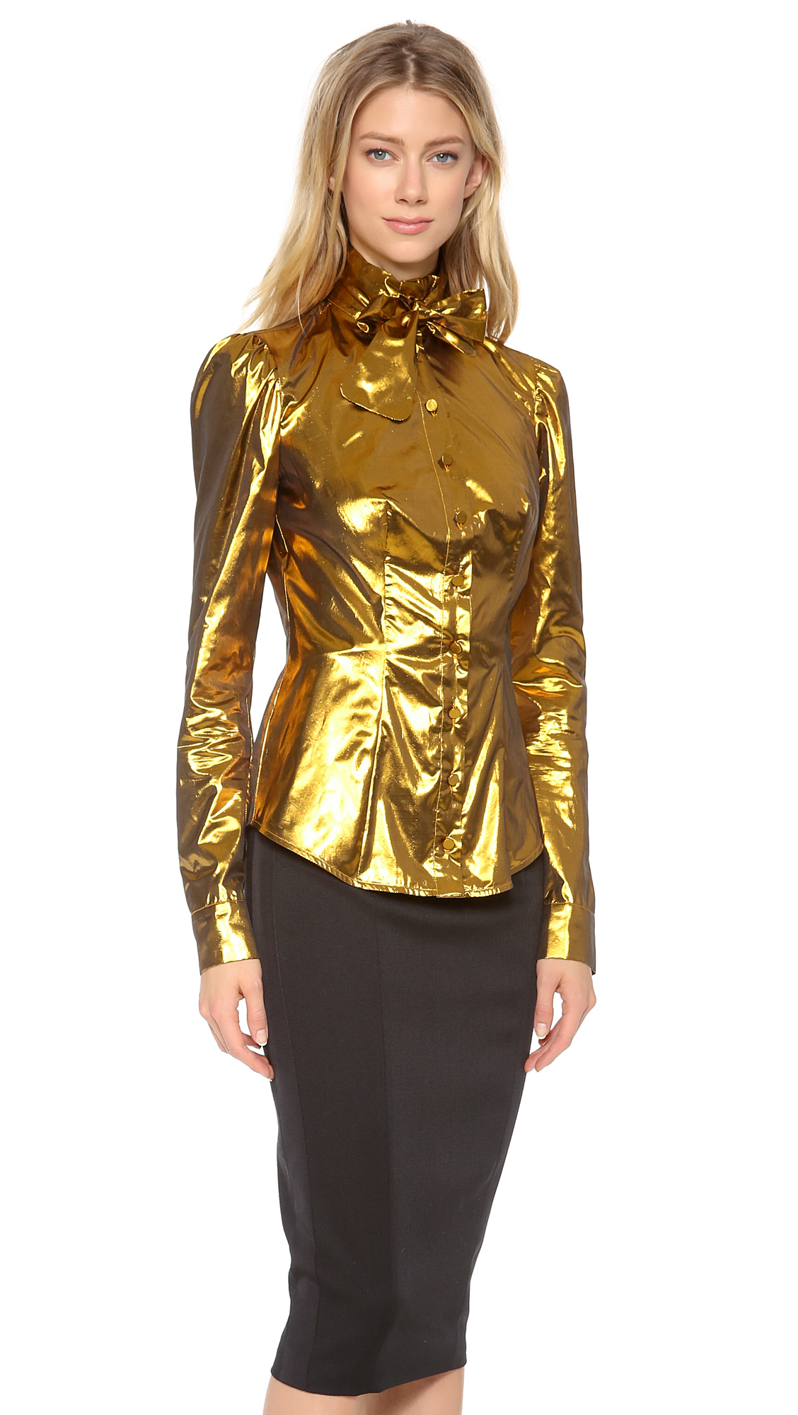 metallic high neck blouse