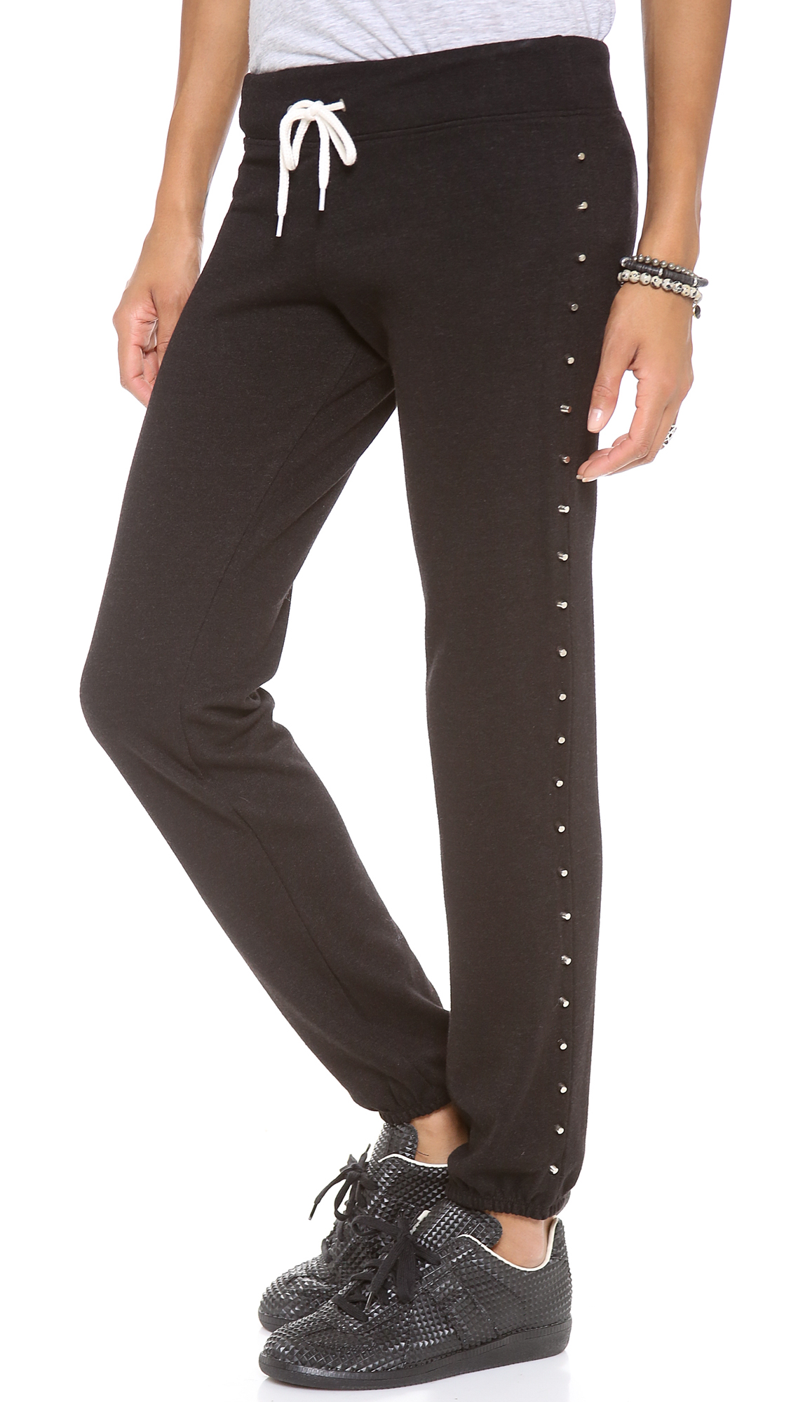 Monrow Studded Sweatpants in Black - Lyst