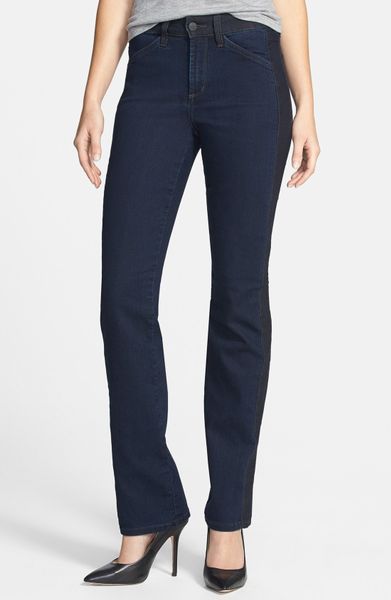 Nydj Stripe Stretch Straight Leg Jeans in Blue (Covina) | Lyst