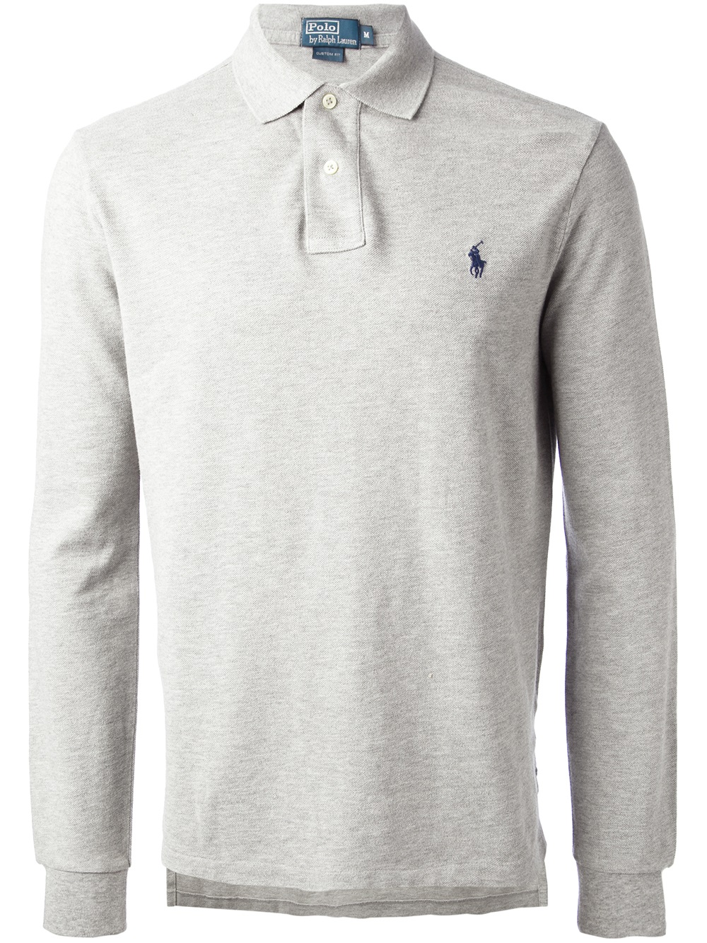 Lyst - Ralph Lauren Blue Label Long Sleeve Polo Shirt in Gray for Men