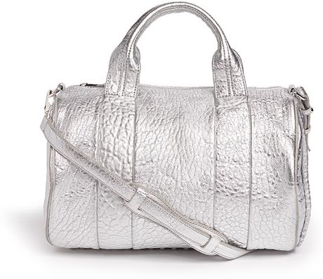 Alexander Wang Rocco Studded Leather Duffle Bag in Silver (Metallic) | Lyst