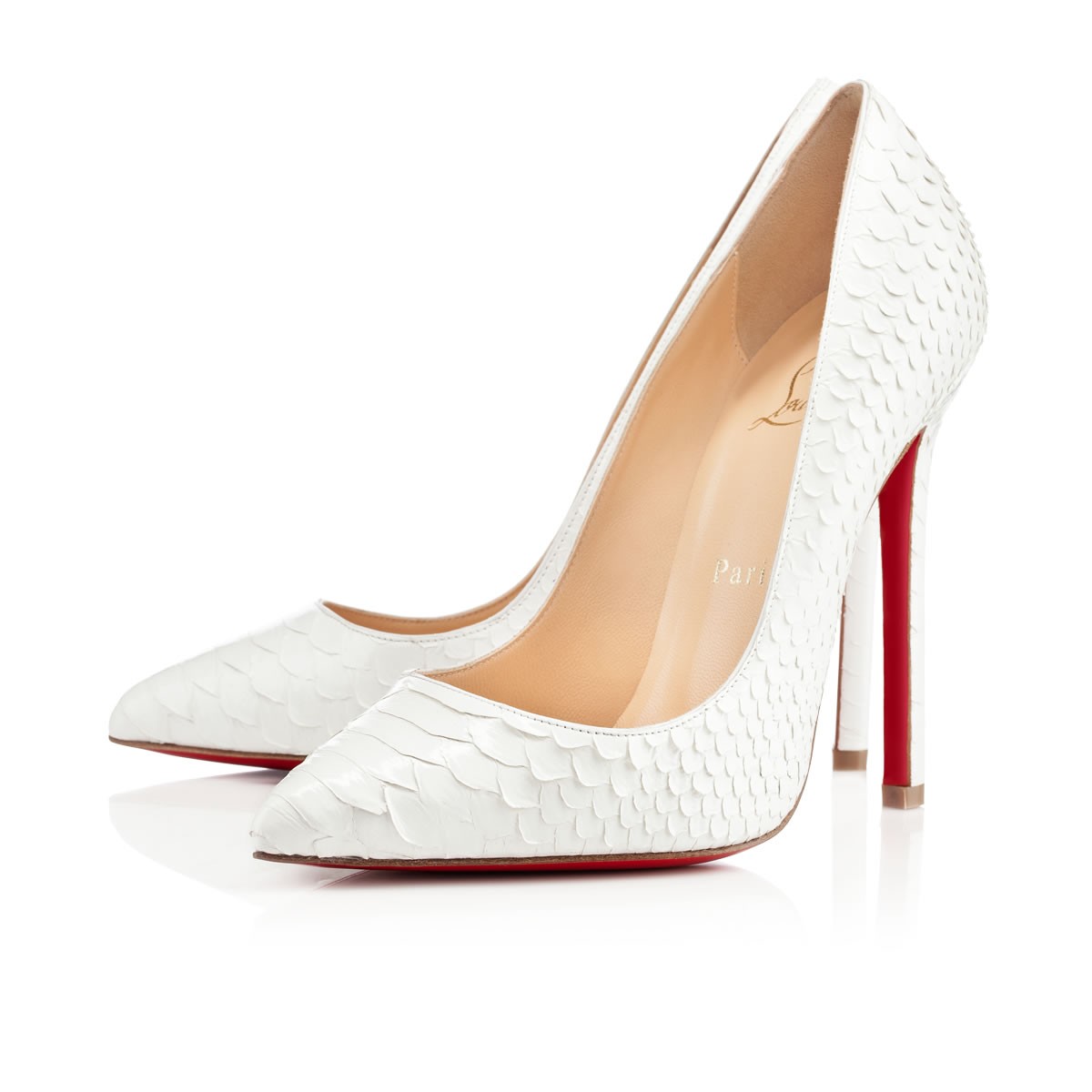 Christian louboutin Pigalle Python Crystal in White | Lyst