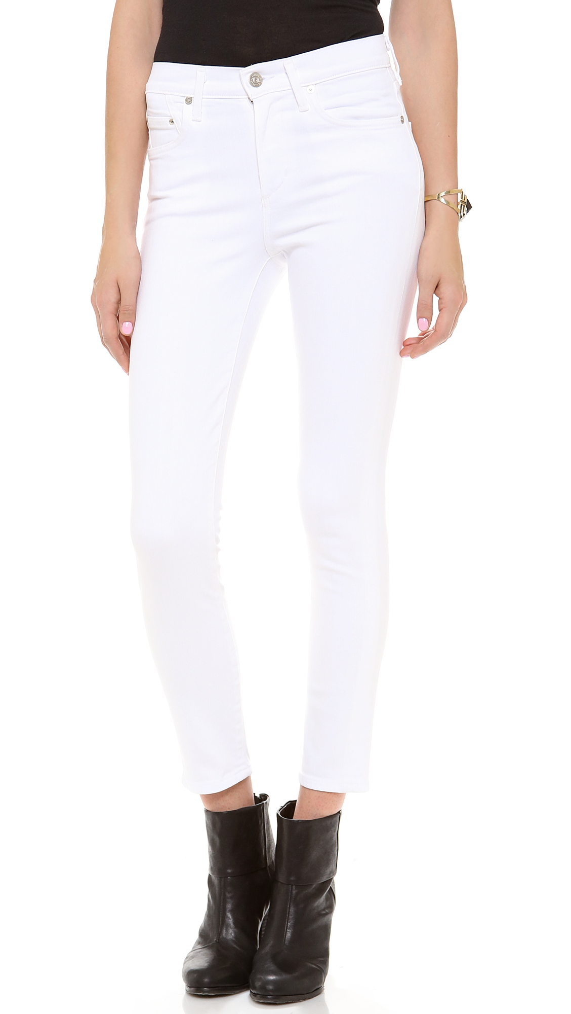Citizens of humanity Crop Rocket High Rise Skinny Jeans in White (Optic White) | Lyst