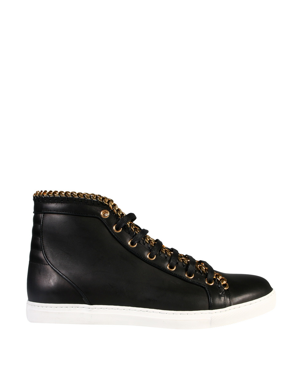 Louis Leeman Hightop Sneakers in Napa Leather with Chain in Black for ...
