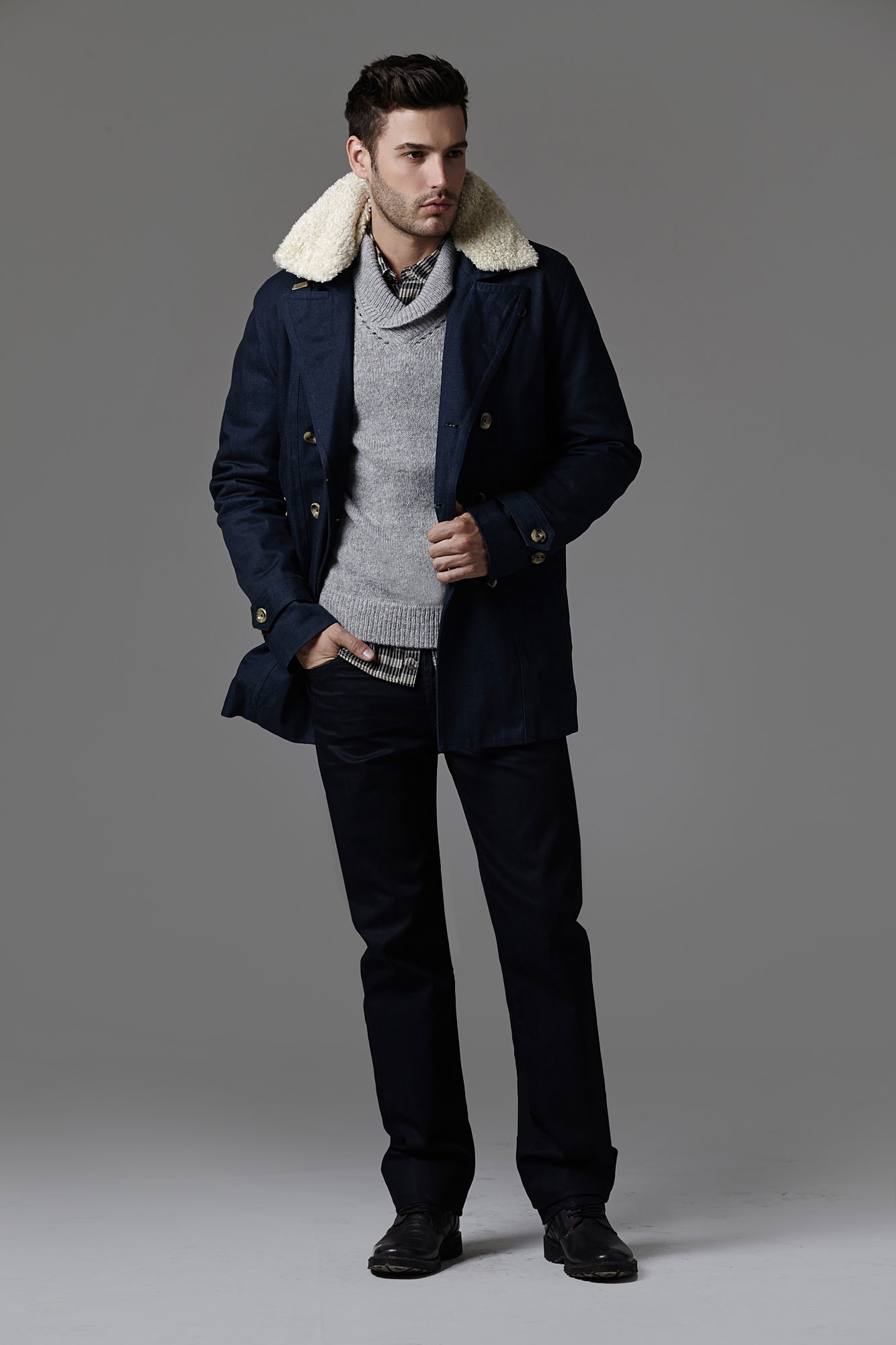 Black Pea Coat Mens Tradingbasis Men Warm Fashion Faux Fur Coat Parka Outerwear Long Jacket Winter Black Overcoat