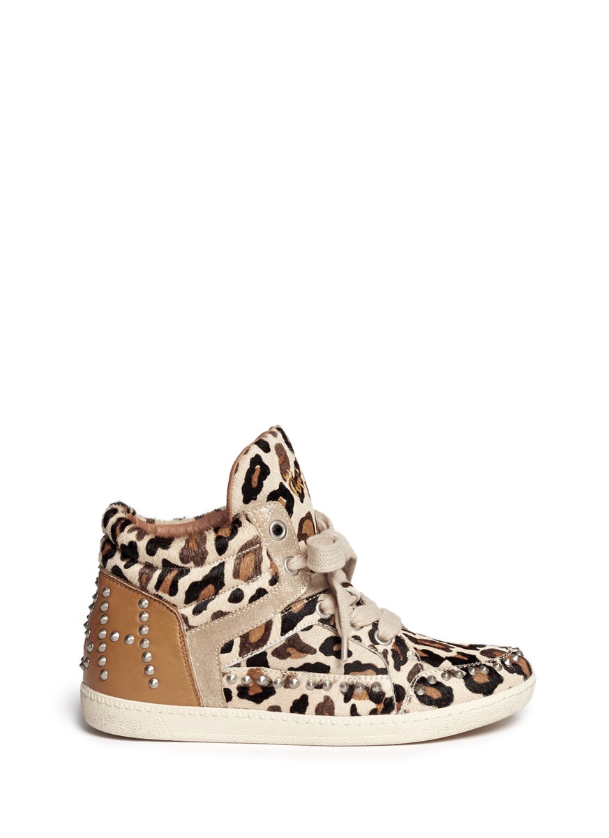Lyst - Ash Zoo Leopard Print Studded High Top Sneakers