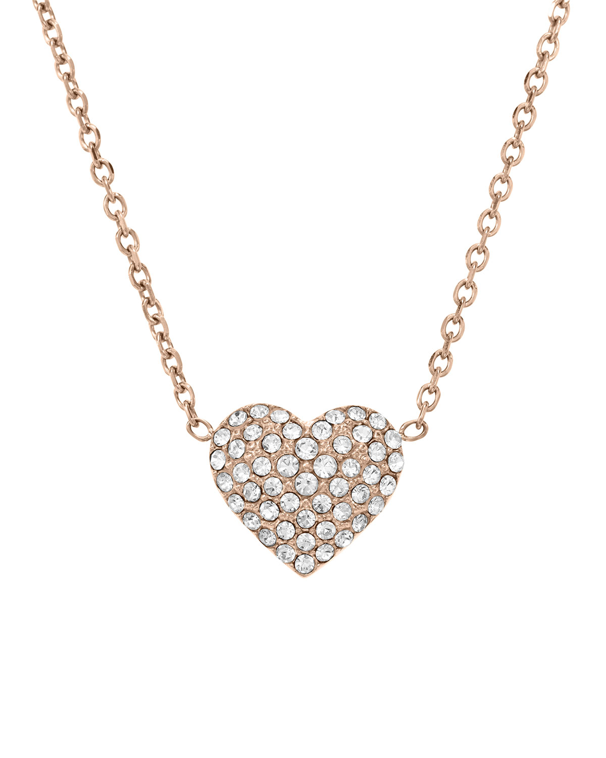 Lyst Michael kors Pave Heart Pendant Necklace Rose Golden in Metallic