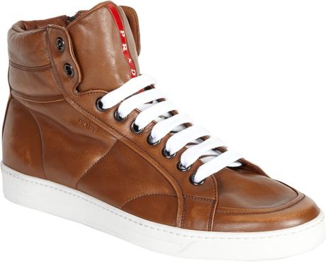 Prada High Top Sneakers in Brown for Men (tan) | Lyst