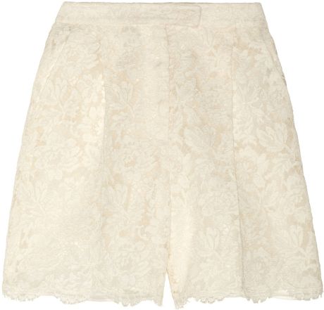Valentino Lace and Silk organza Shorts in White - Lyst