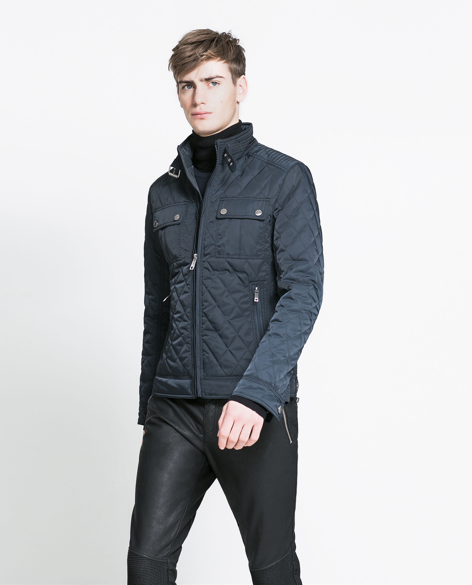  Zara  Quilted Jacket  in Blue for Men Navy blue Lyst