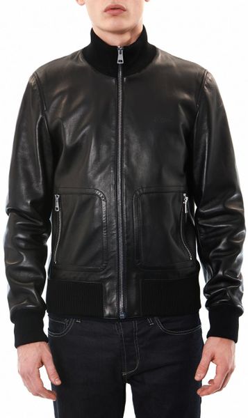 Gucci Leather Bomber Jacket in Black for Men | Lyst