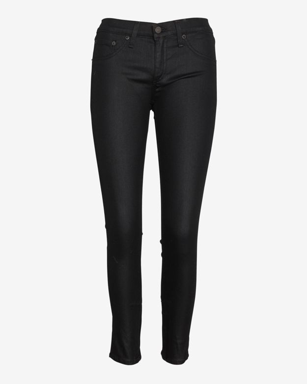 Rag & Bone Coated Ankle Zipper Skinny Jeans in Black | Lyst