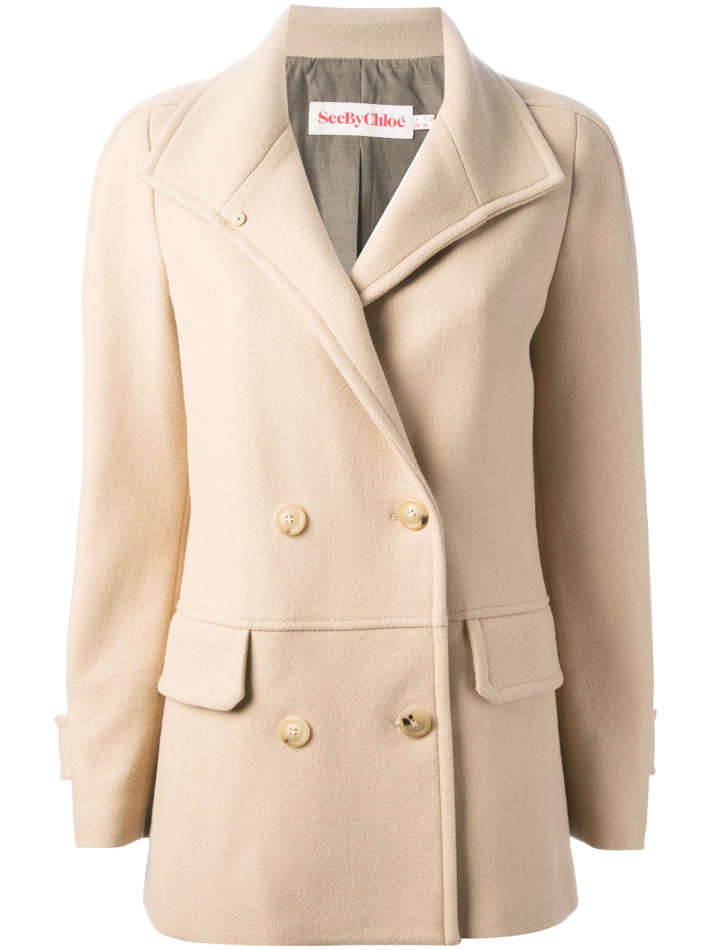 Lyst - See By Chloé Doublebreasted Coat in Natural