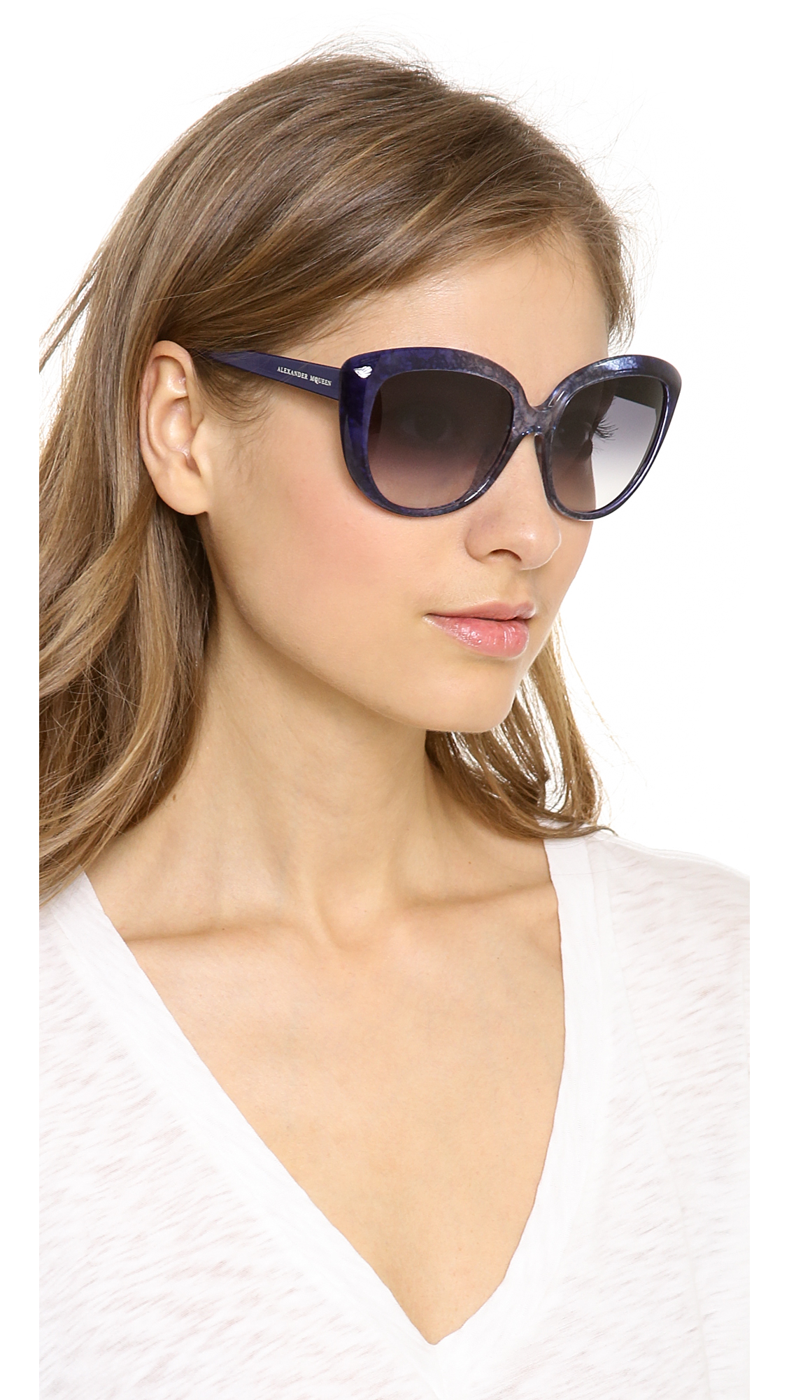 Lyst Alexander Mcqueen Cat Eye Sunglasses in Blue
