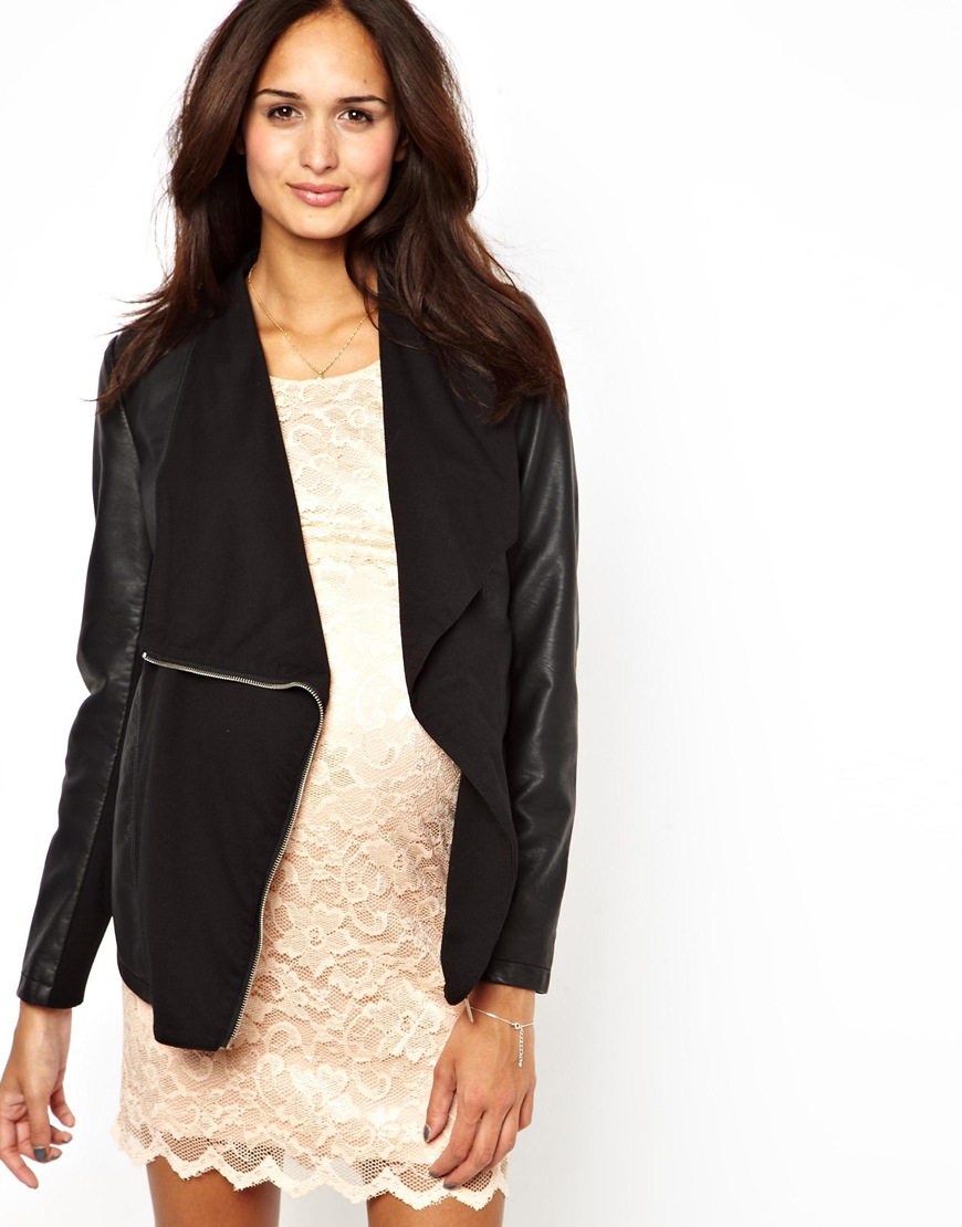Lyst Asos New Look Pu Waterfall Jacket In Black Gallery Women S Waterfall Jackets