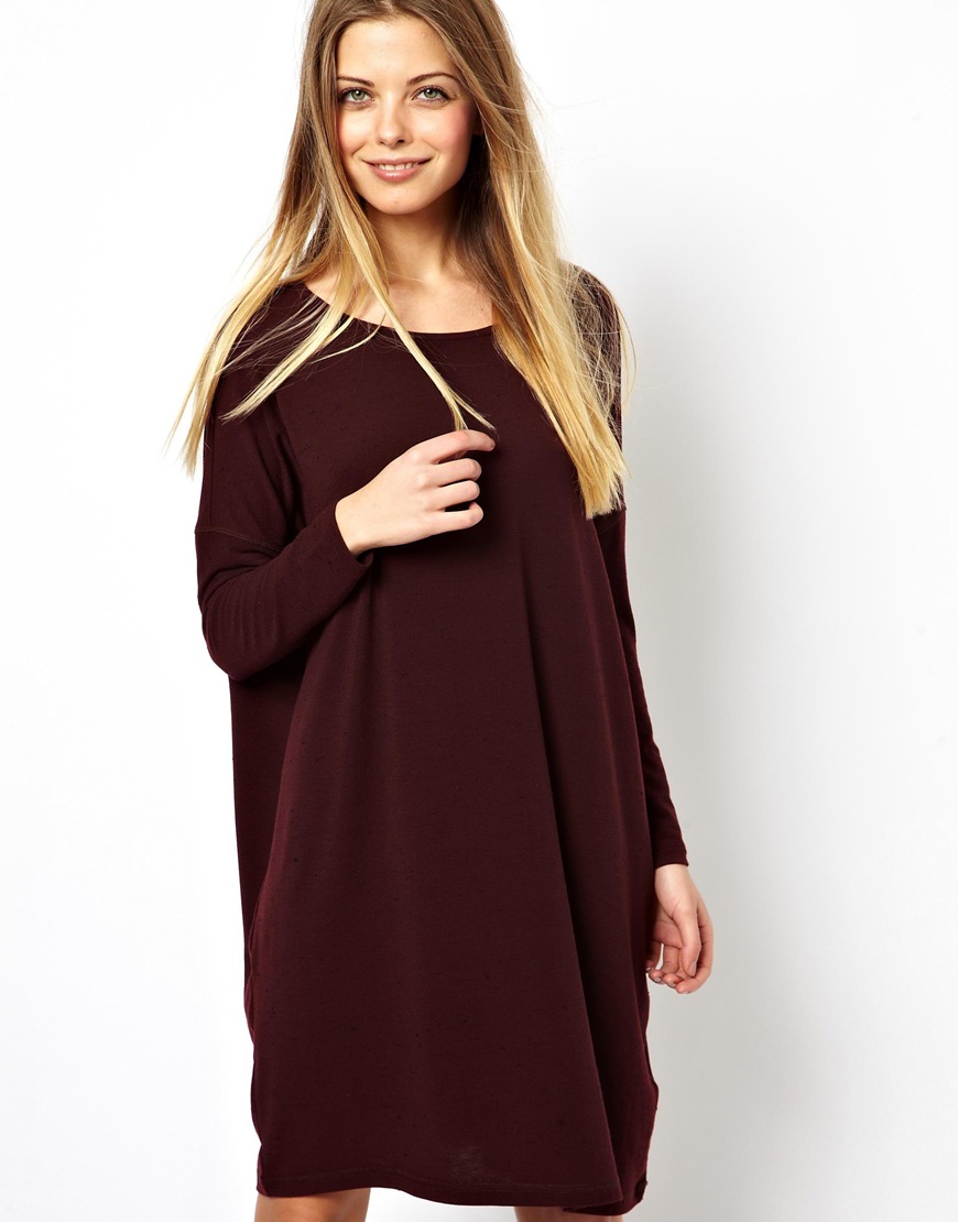 Lyst Asos T Shirt  Dress  In Nepi With Long  Sleeve  in Purple 