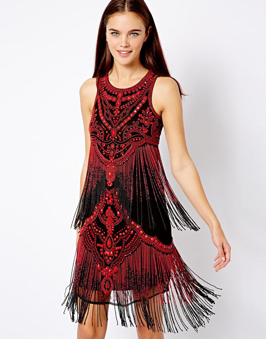 Red Beaded Fringe Dress