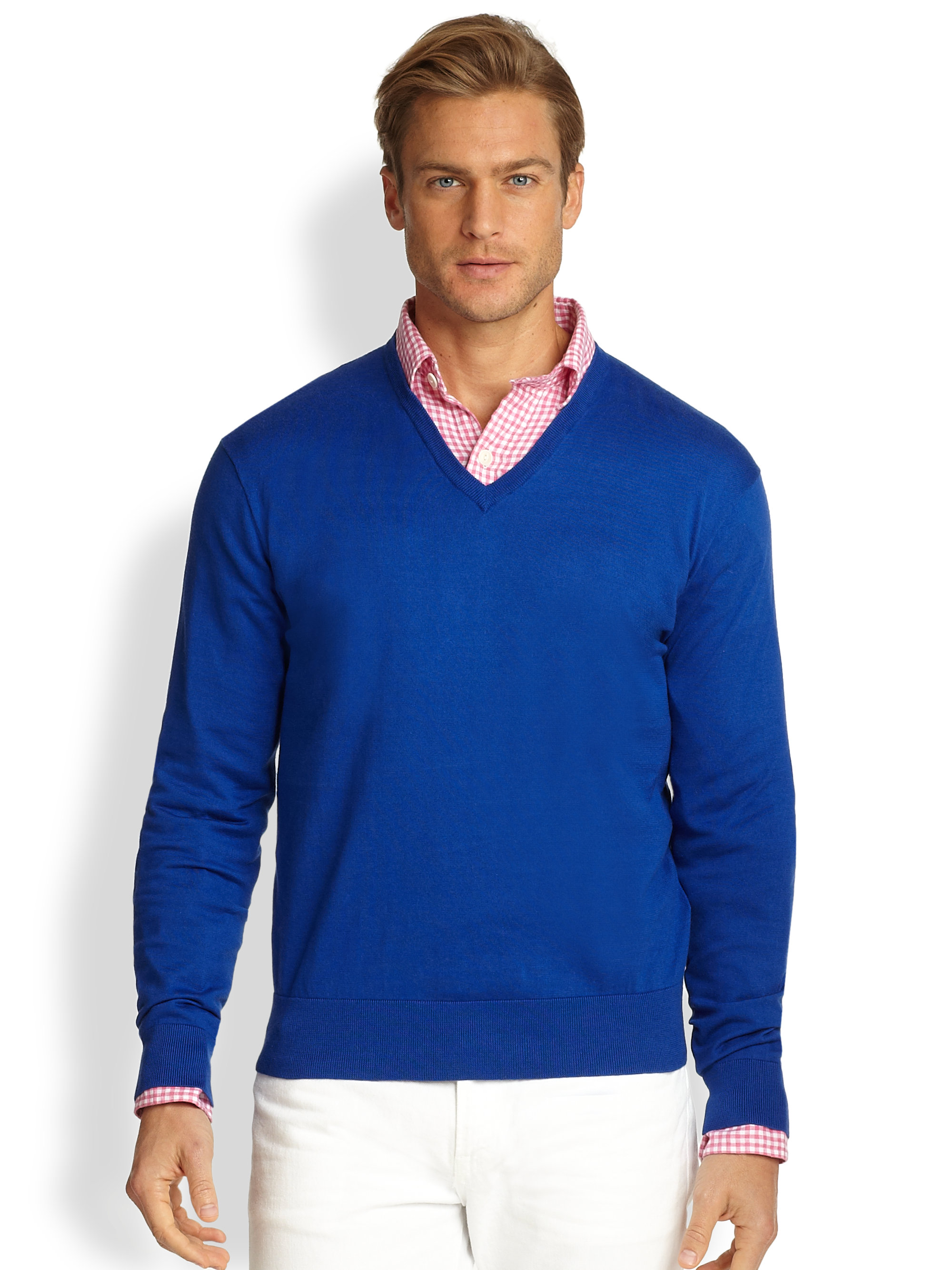 v neck sweater with polo