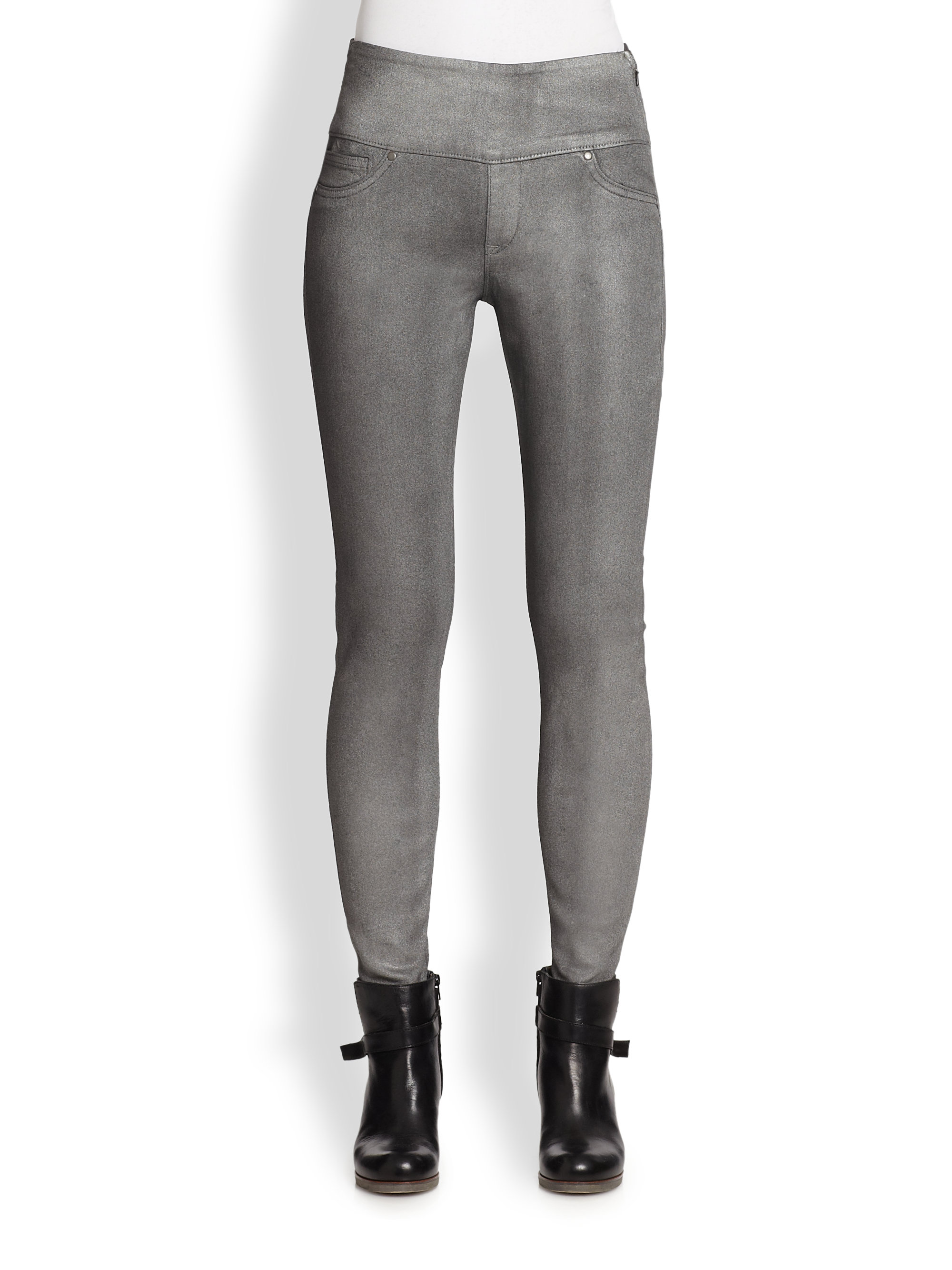 Spanx Wax Denim Leggings in Gray (GREY) | Lyst