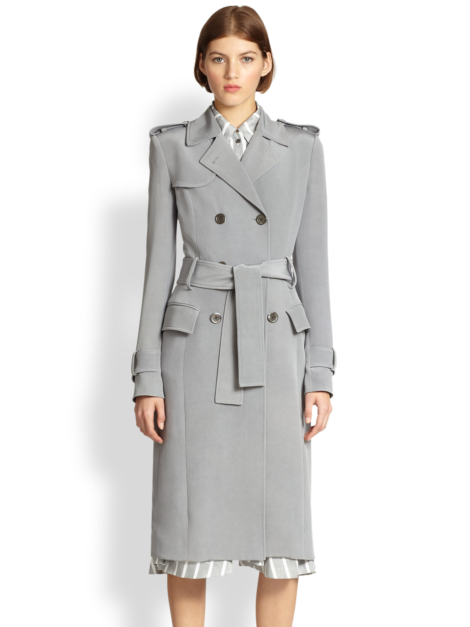 Lyst - Thom Browne Silk Crepe Trench in Gray