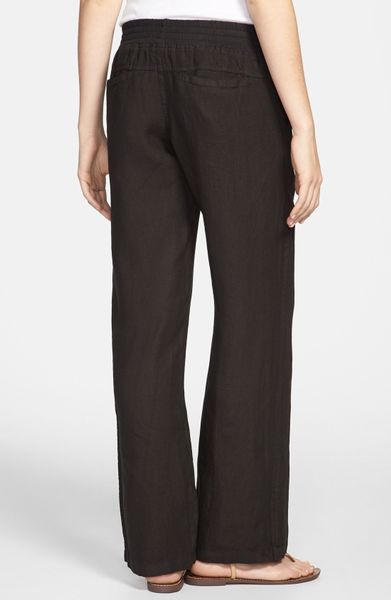 Allen Allen Linen Pants in Black | Lyst