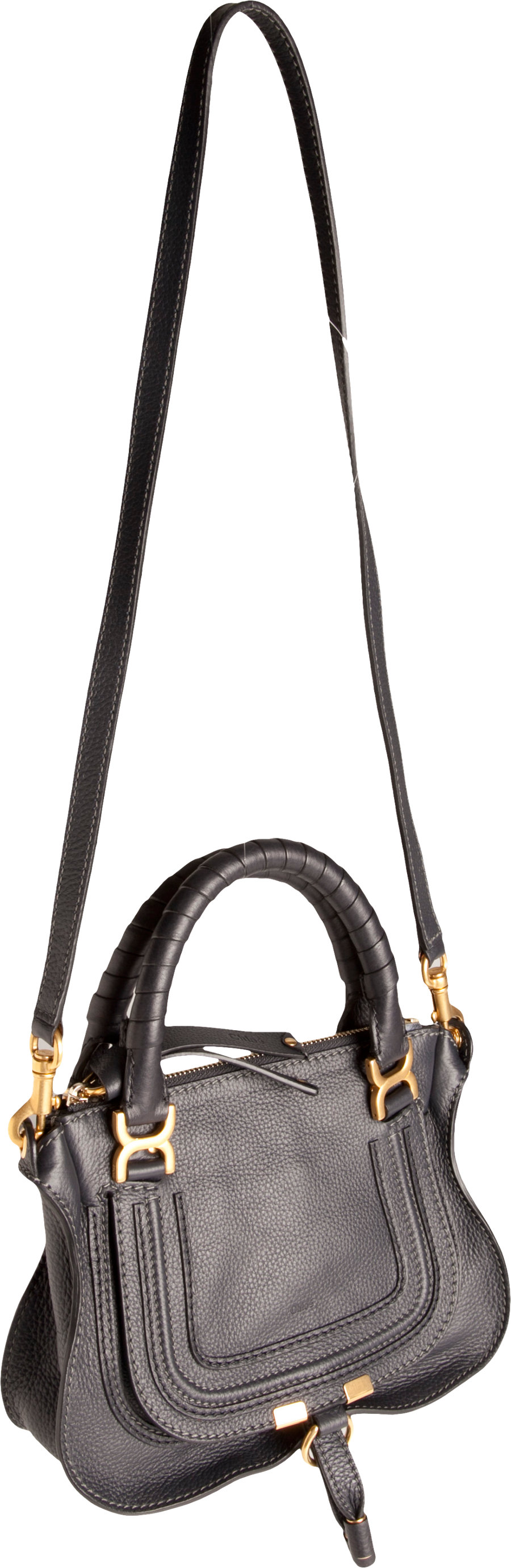 Chlo Marcie Mini Satchel With Strap in Black | Lyst