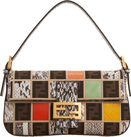 Fendi Exotic Patchwork Baguette Bag in Multicolor (Multi) | Lyst