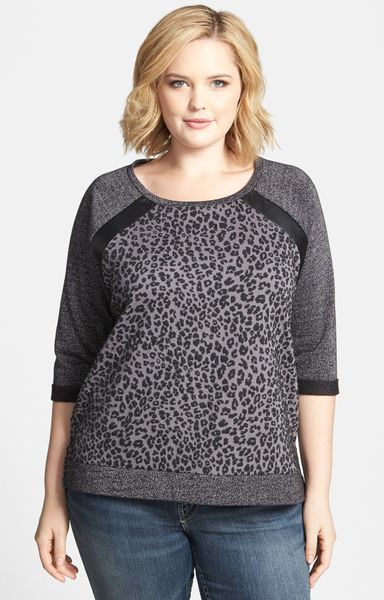 Jessica Simpson Tommi Mixed Media French Terry Sweater in Black (Black ...