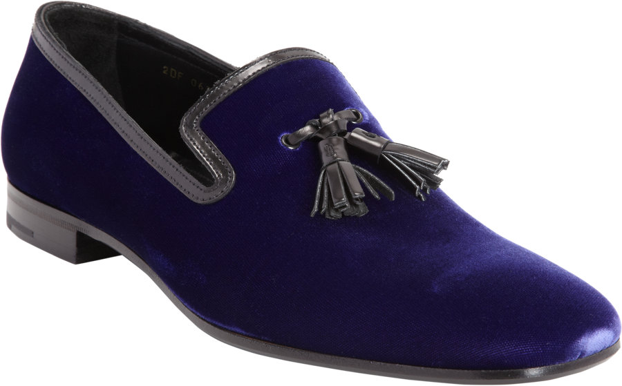 Prada Velvet Tassel Loafer in Purple for Men Lyst