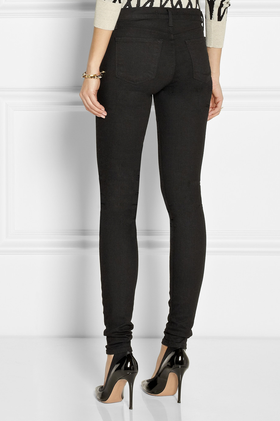 black stacked jeans womens