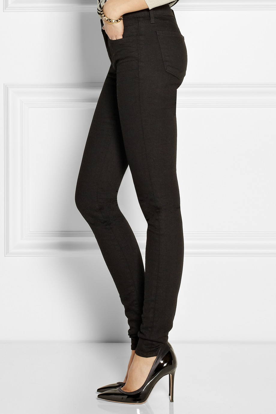 black stacked jeans womens